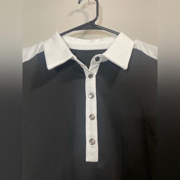 Jack Smith Button Up Black White Short Sleeve Women s Polo Golf Shirt - Picture 6 of 8